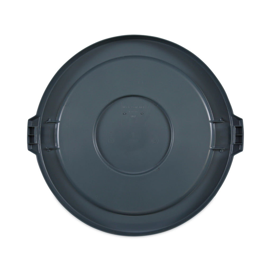 Lids for 32 gal Waste Receptacle, Flat-Top, Round, Plastic, Gray