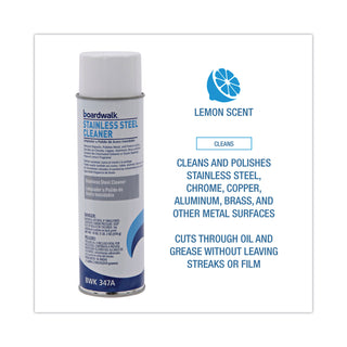 Stainless Steel Cleaner and Polish, Lemon, 18 oz Aerosol Spray