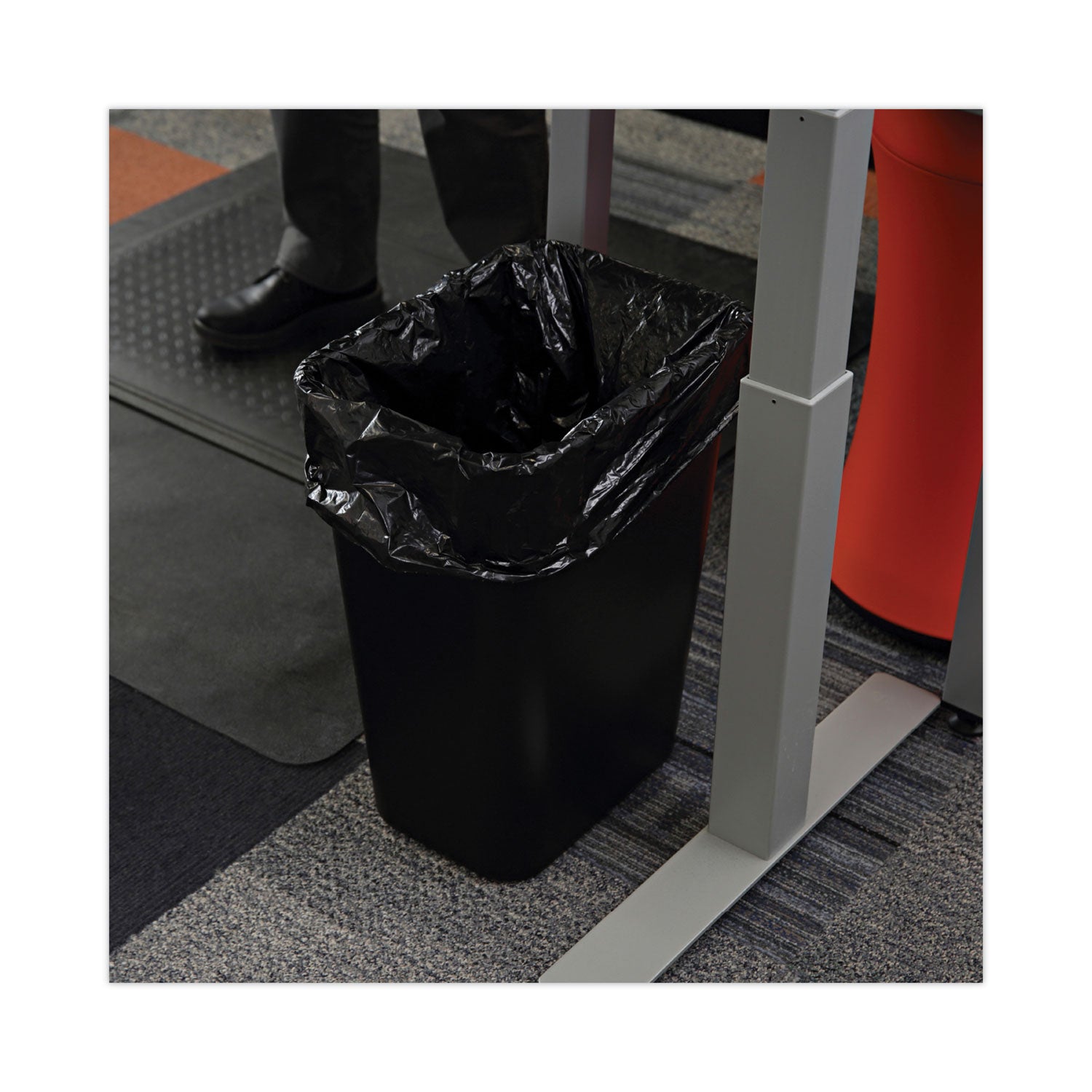 Low-Density Waste Can Liners, 16 gal, 1 mil, 24 x 32, Black, 10 Bags/Roll, 15 Rolls/Carton