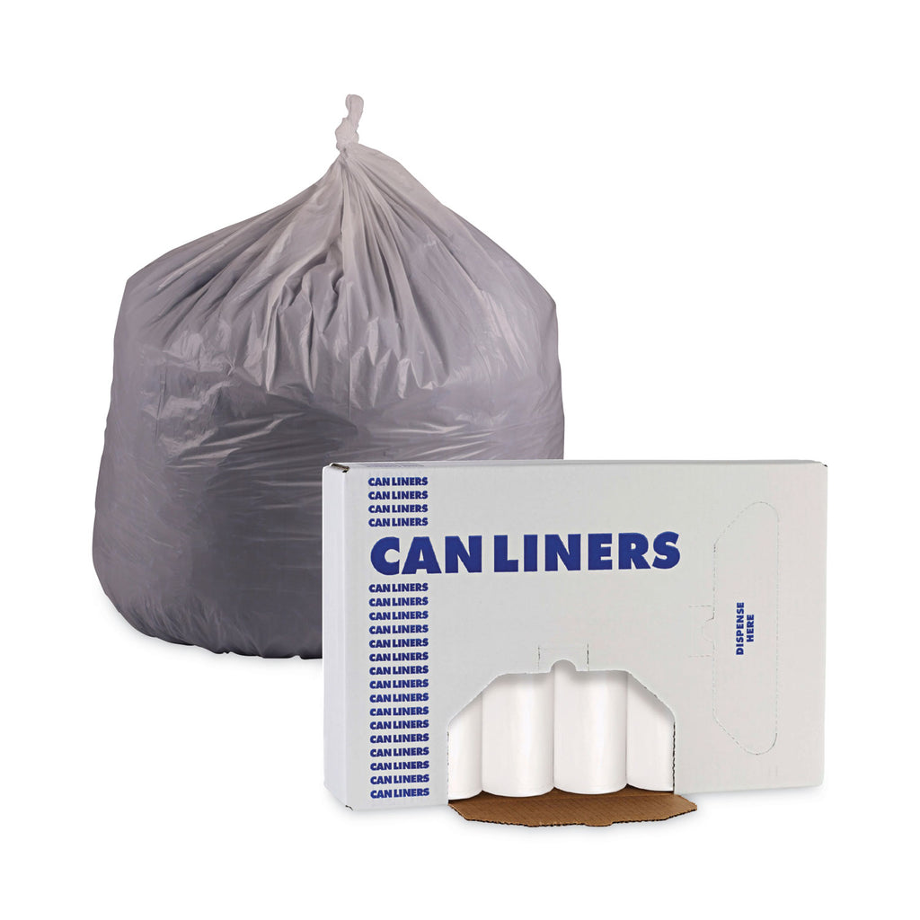 Linear Low Density Can Liners, 55 gal, 0.5 mil, 38" x 58", White, 10 Bags/Roll, 10 Rolls/Carton