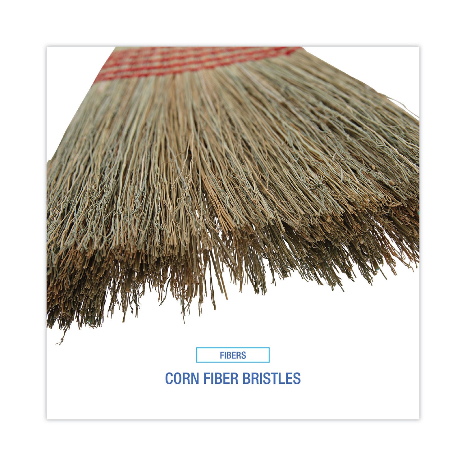 Parlor Broom, Corn Fiber Bristles, 55" Overall Length, Natural, 12/Carton - 