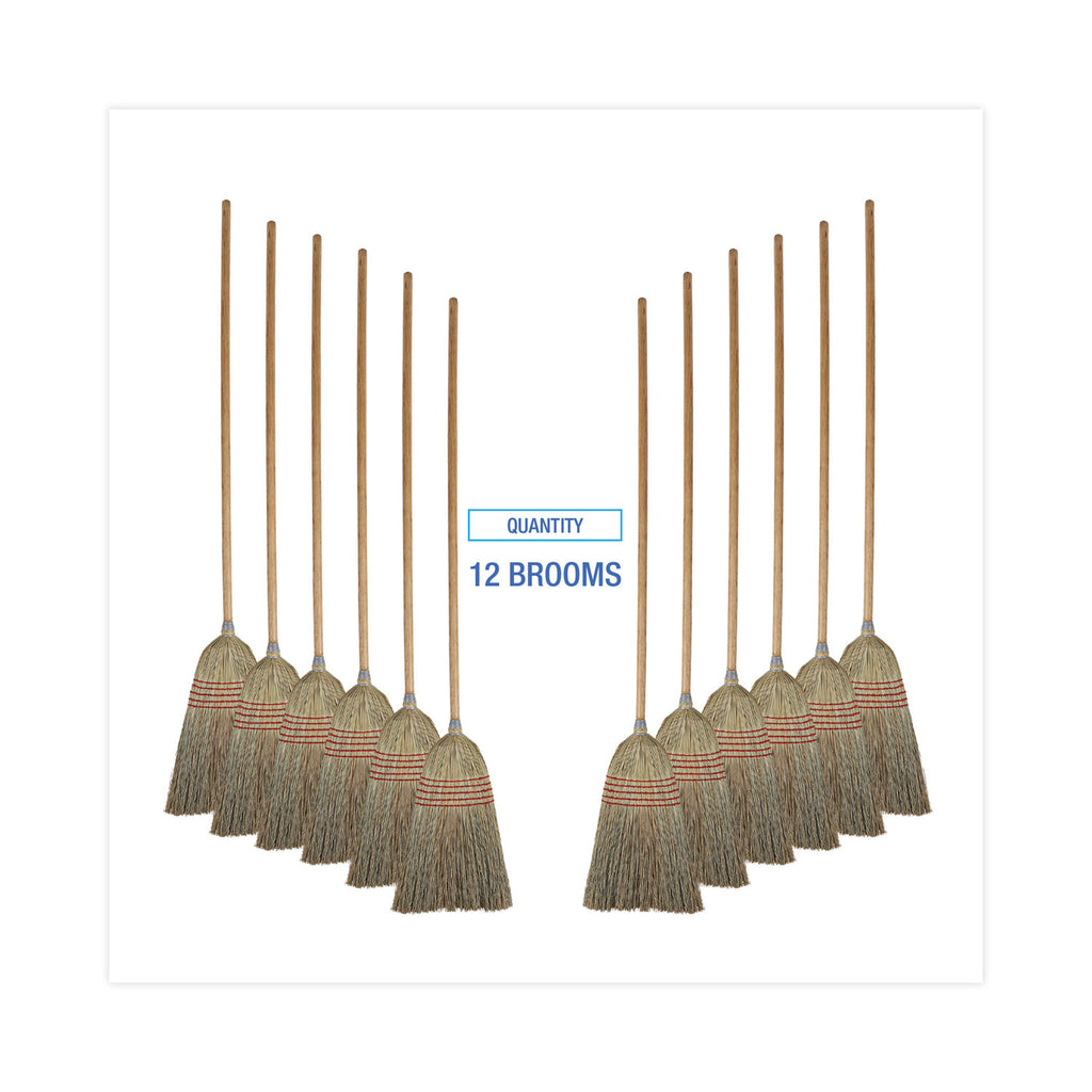 Parlor Broom, Corn Fiber Bristles, 55" Overall Length, Natural, 12/Carton