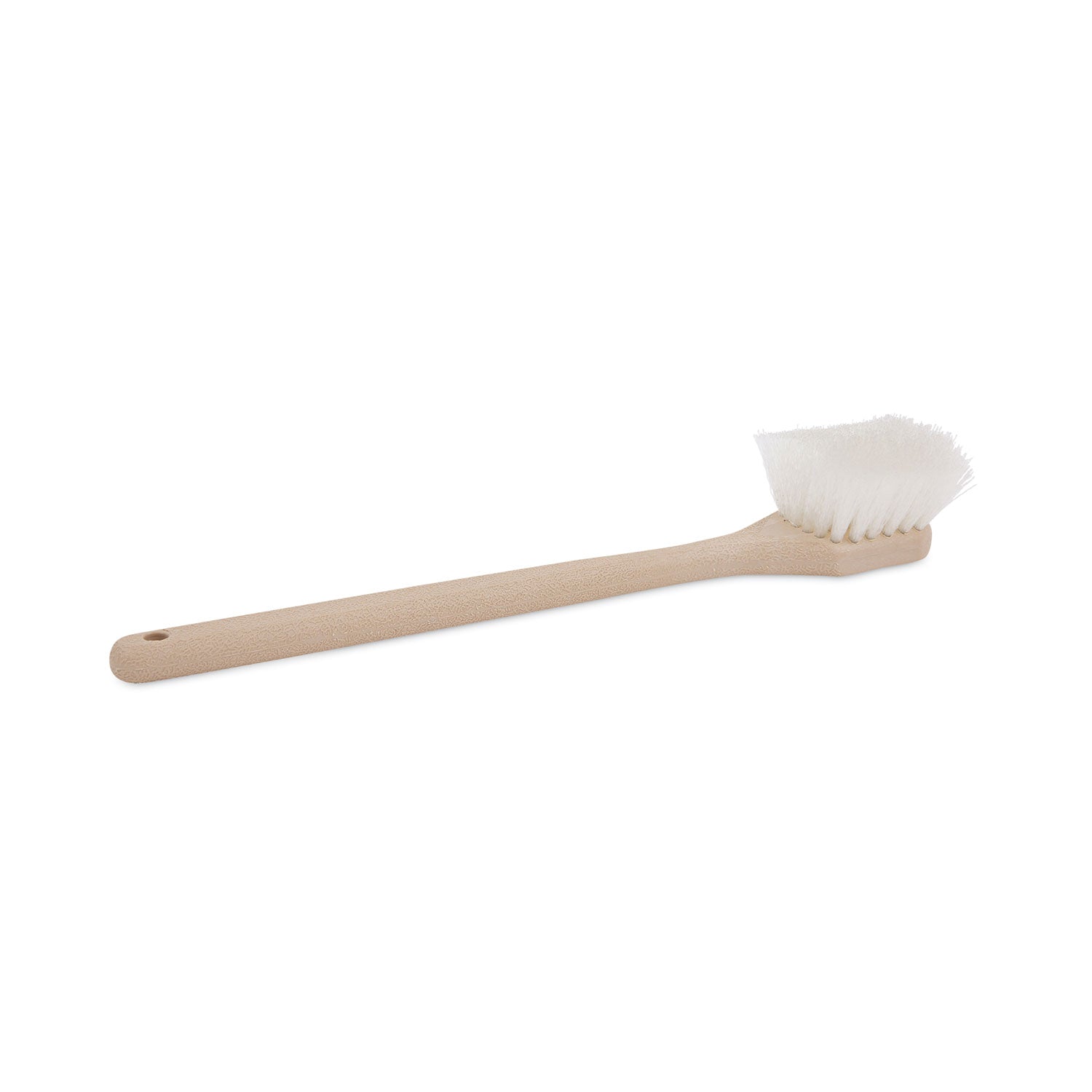 Utility Brush, Cream Nylon Bristles, 5.5" Brush, 14.5" Tan Plastic Handle - 