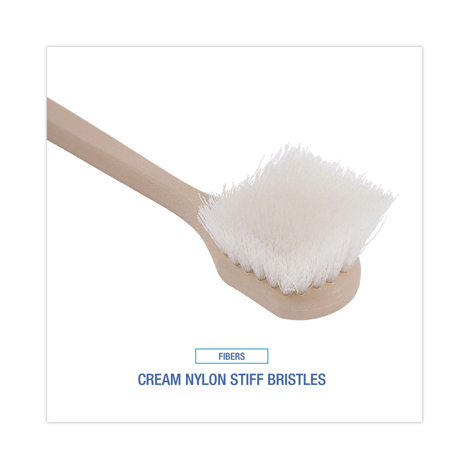 Utility Brush, Cream Nylon Bristles, 5.5" Brush, 14.5" Tan Plastic Handle - 