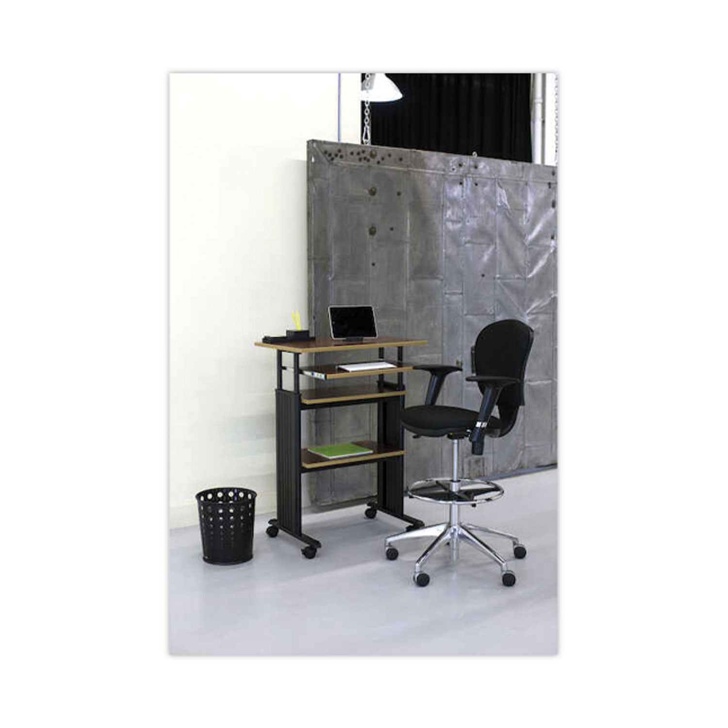 Metro Collection Extended-Height Chair, Supports Up to 250 lb, 23" to 33" Seat Height, Black Seat/Back, Chrome Base - 