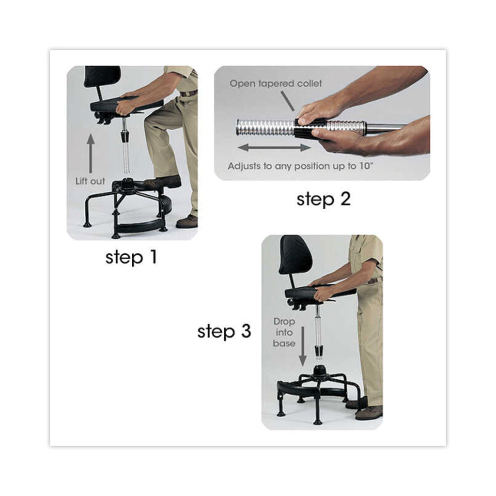 Task Master Economy Industrial Chair, Supports Up to 250 lb, 17" to 35" Seat Height, Black - 