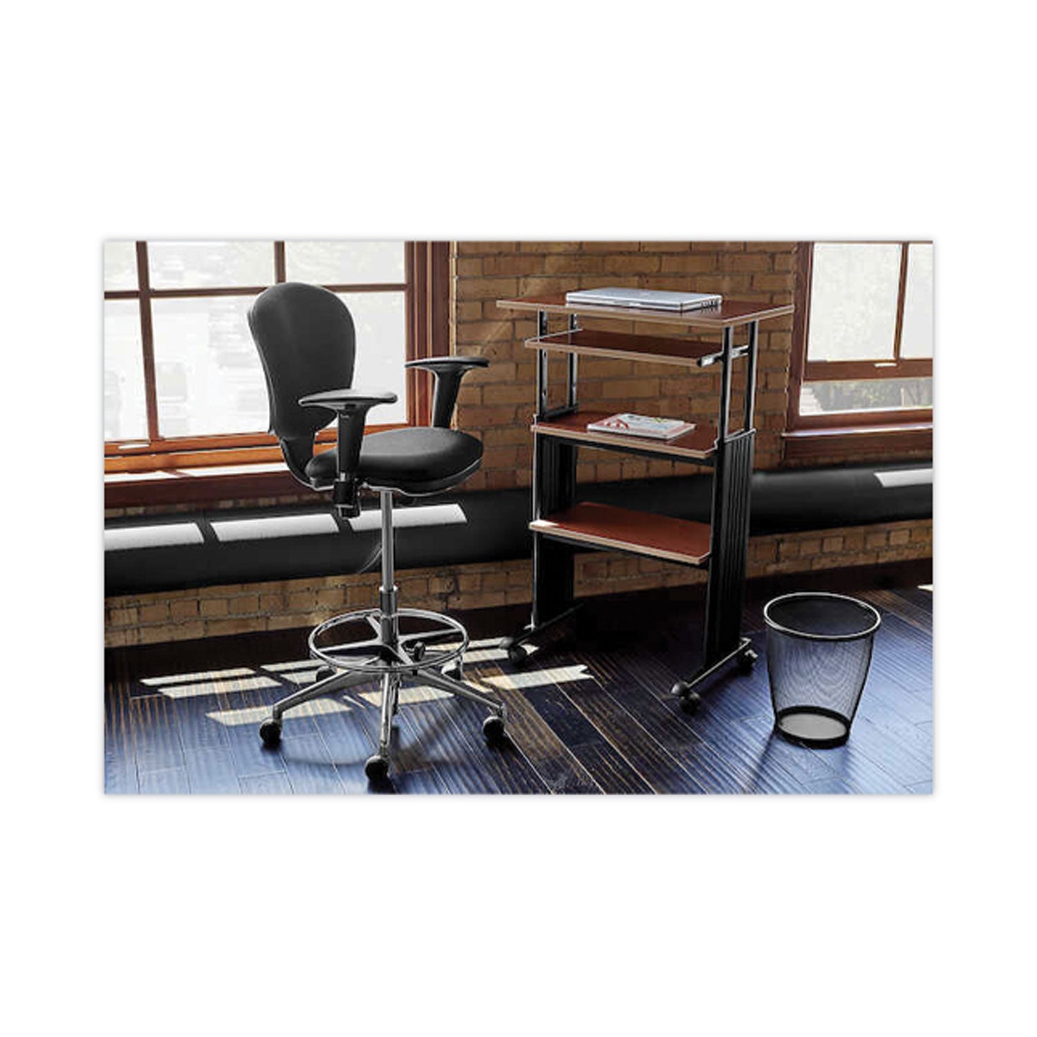 Metro Collection Extended-Height Chair, Supports Up to 250 lb, 23" to 33" Seat Height, Black Seat/Back, Chrome Base - 