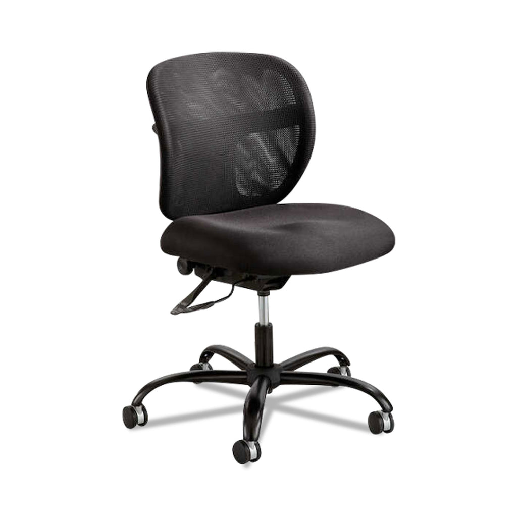 Vue Intensive-Use Mesh Task Chair, Supports Up to 500 lb, 18.5" to 21" Seat Height, Black Vinyl Seat/Back, Black Base - 