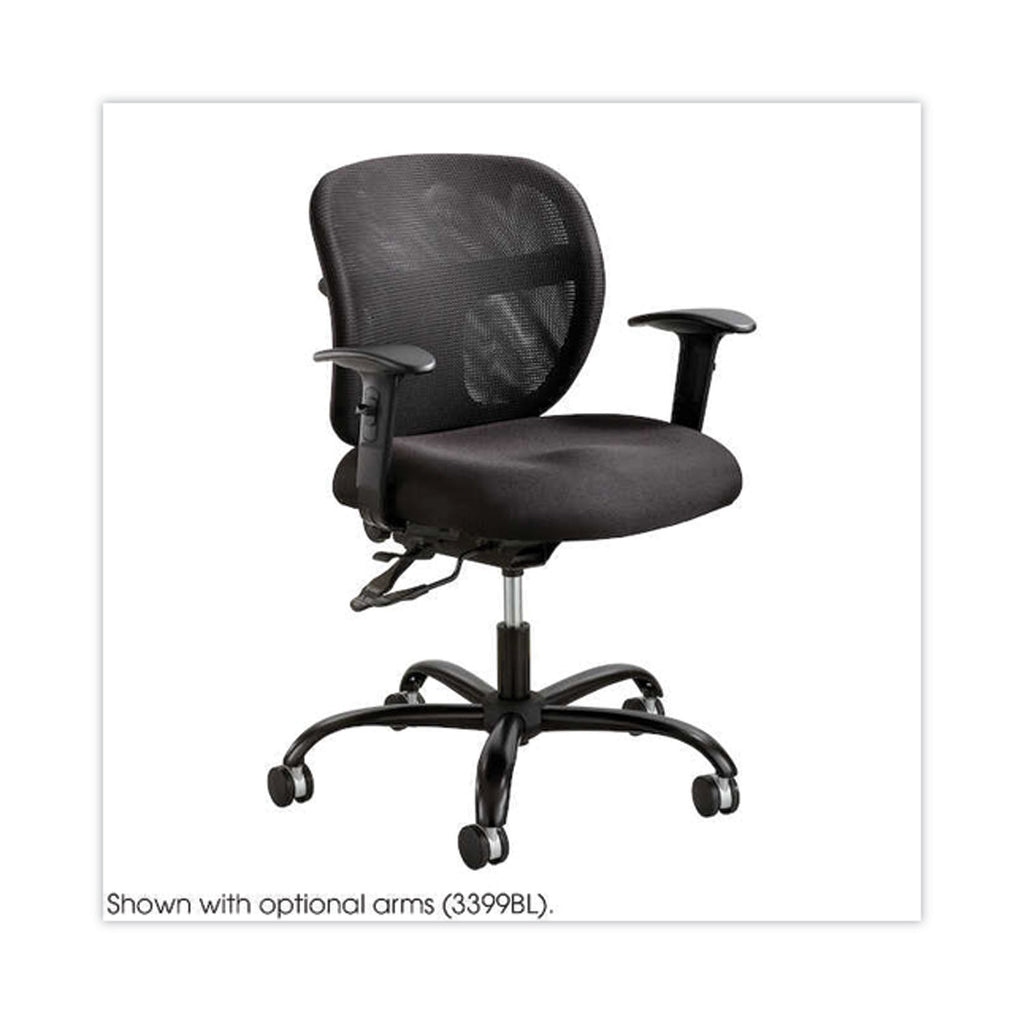 Vue Intensive-Use Mesh Task Chair, Supports Up to 500 lb, 18.5" to 21" Seat Height, Black Vinyl Seat/Back, Black Base - 