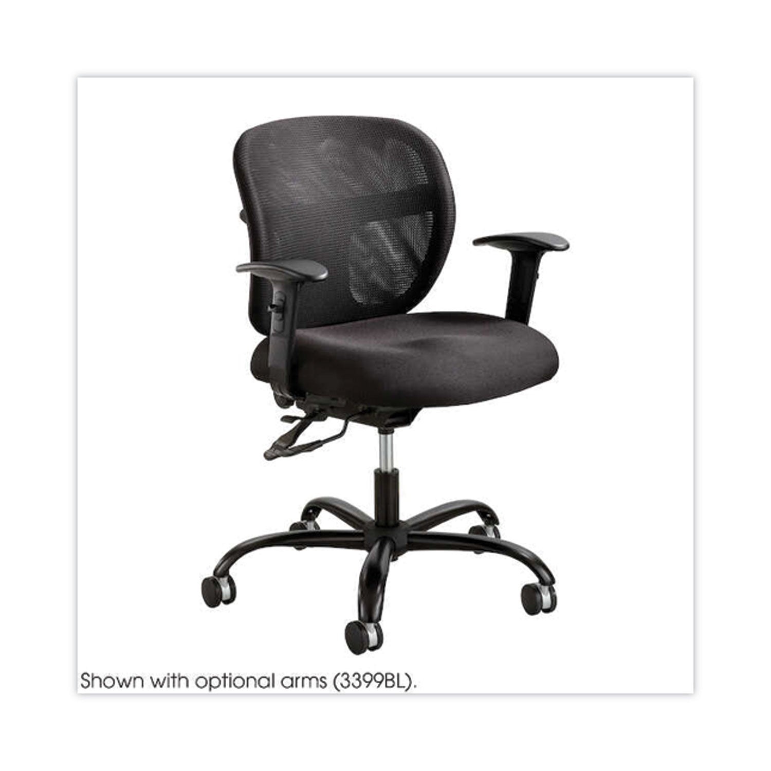 Vue Intensive-Use Mesh Task Chair, Supports Up to 500 lb, 18.5" to 21" Seat Height, Black Vinyl Seat/Back, Black Base - 