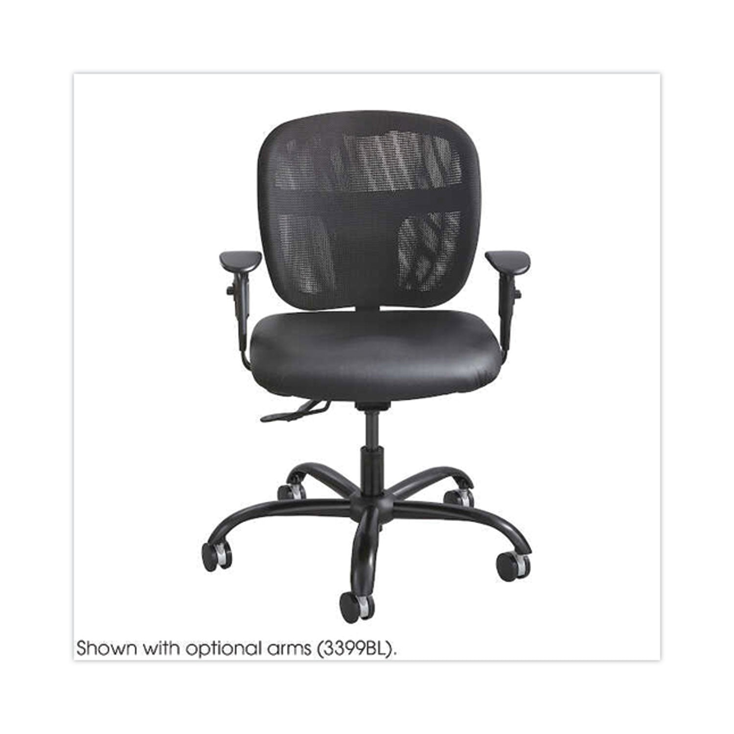 Vue Intensive-Use Mesh Task Chair, Supports Up to 500 lb, 18.5" to 21" Seat Height, Black Vinyl Seat/Back, Black Base - 