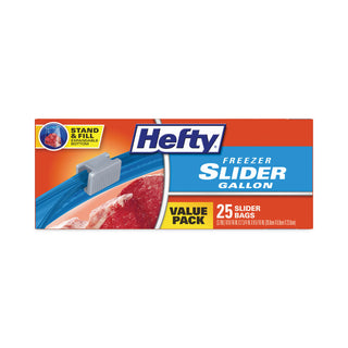 Slider Bags, 1 gal, 2.5 mil, 10.56" x 11", Clear, 25/Box
