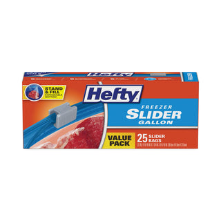 Slider Bags, 1 gal, 2.5 mil, 10.56" x 11", Clear, 25/Box