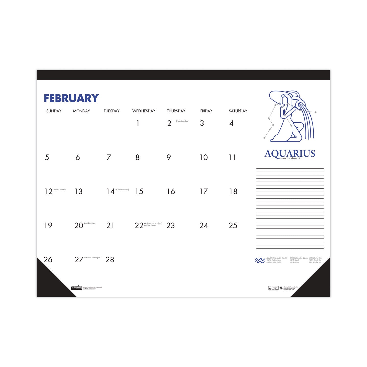 recycled-zodiac-desk-pad-calendar-zodiac-artwork-17-x-22-white-sheets-black-binding-corners-12-month-jan-dec-2024_hod167 - 2