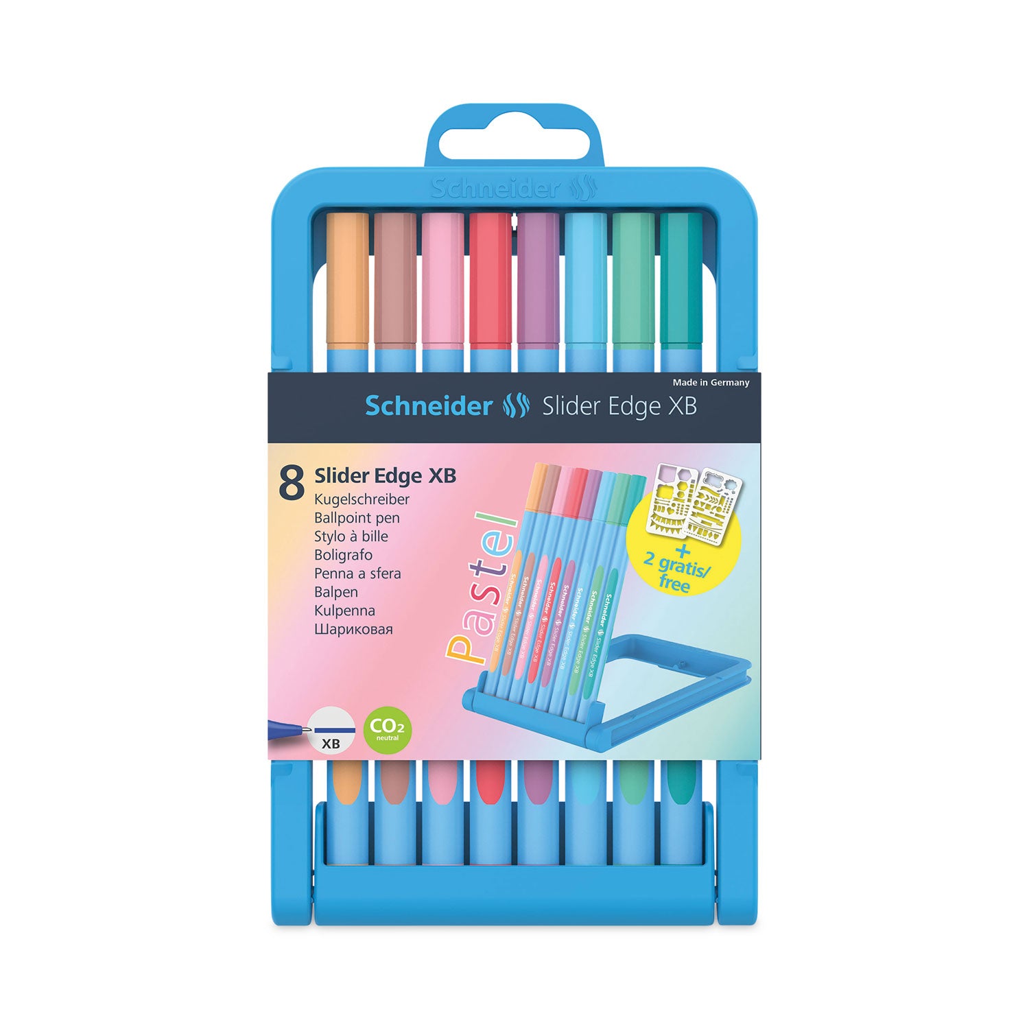 slider-edge-xb-pastel-ballpoint-pens-with-convertible-case-stand-stick-extra-bold-14mm-assorted-ink-barrel-colors-8-set_red152289 - 1