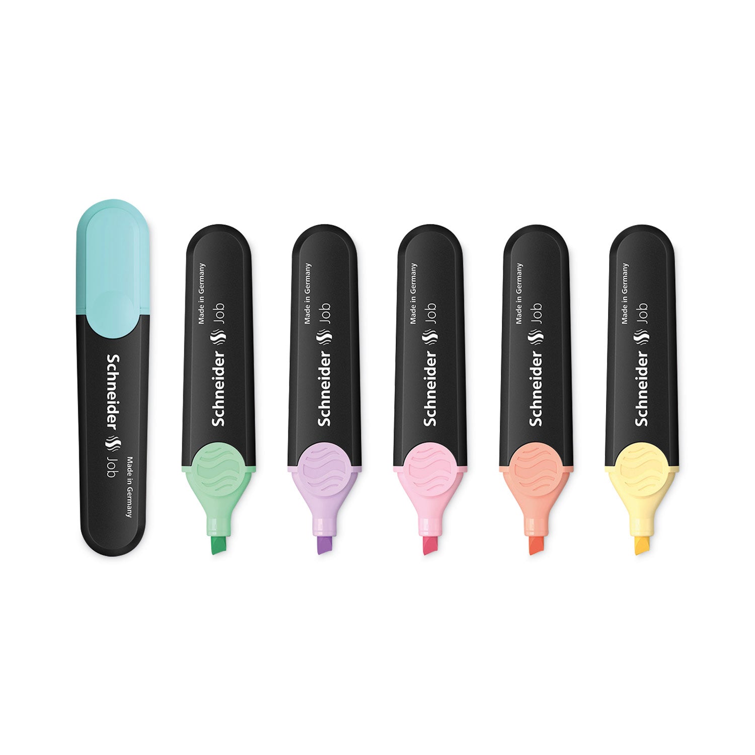 Job Pastel Highlighters, Chisel Tip (1mm/5mm), Assorted Ink Colors, Black/Assorted Barrel Colors, 6/Pack