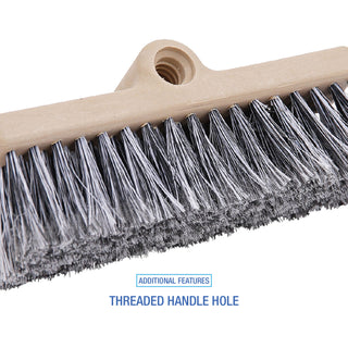 Dual-Surface Black Polypropylene Bristles, 10" Brush, Brown Plastic Handle