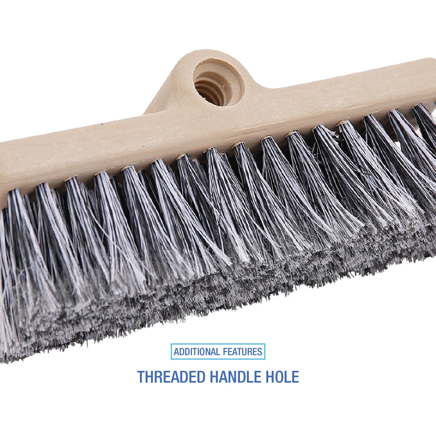 Dual-Surface Black Polypropylene Bristles, 10" Brush, Brown Plastic Handle