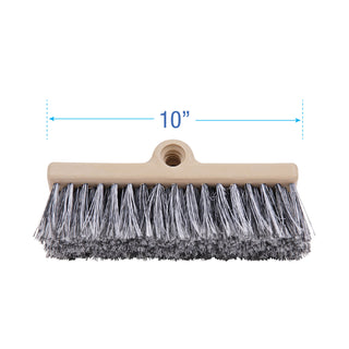 Dual-Surface Black Polypropylene Bristles, 10" Brush, Brown Plastic Handle