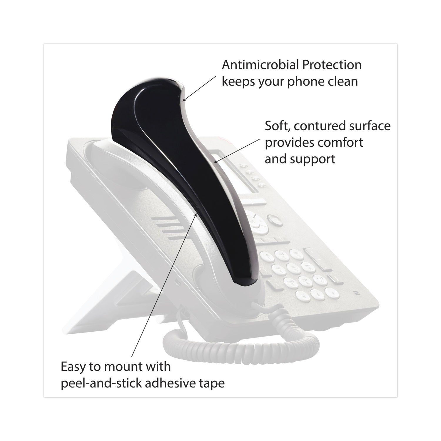 Standard Telephone Shoulder Rest, 2.63 x 7.5 x 2.25, Black - 