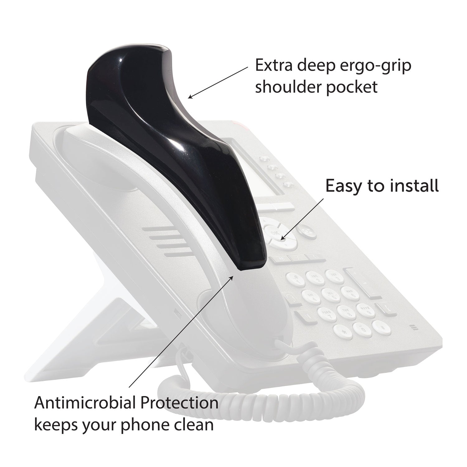 Softalk II Telephone Shoulder Rest, 2 x 6.75 x 2.5, Black - 