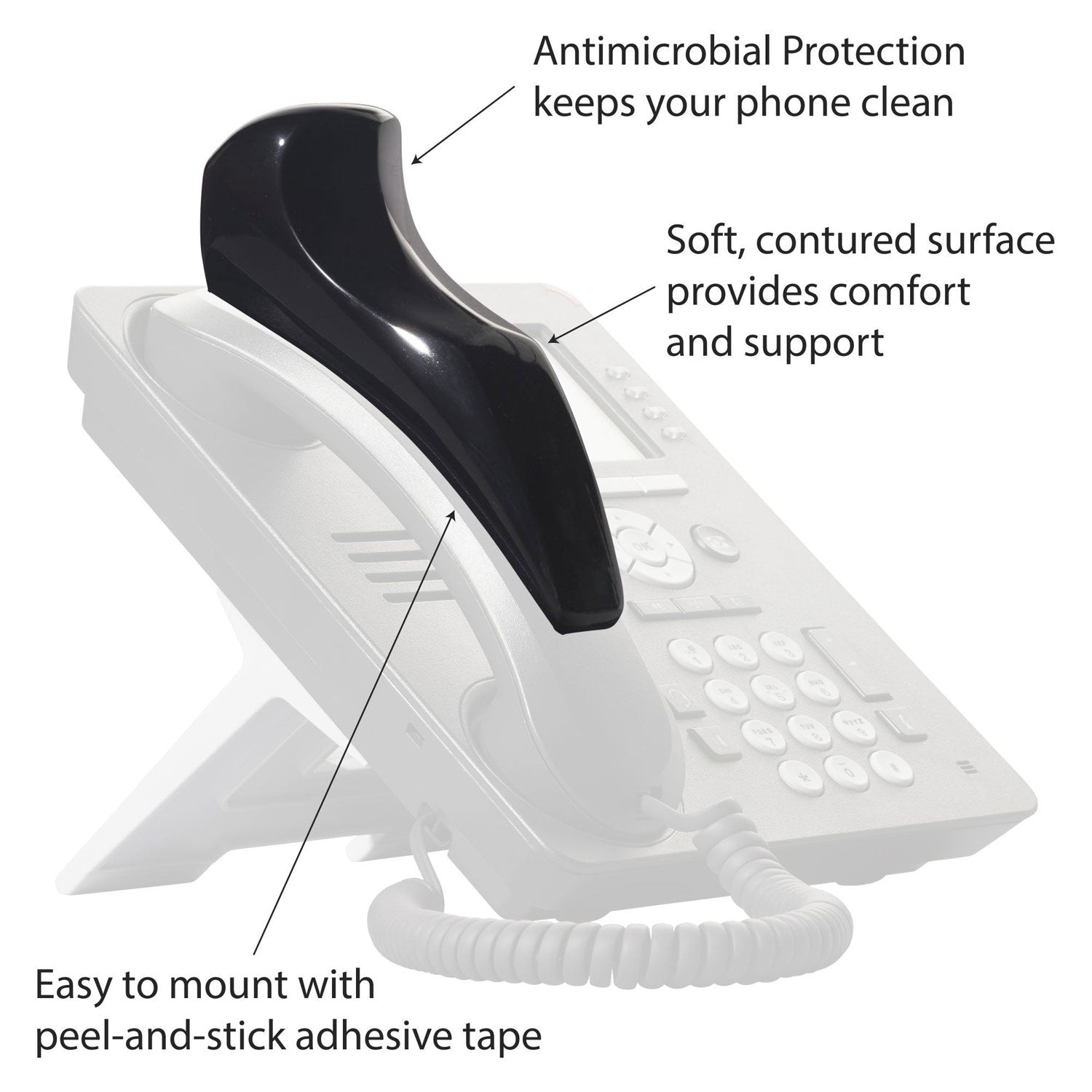 Softalk II Telephone Shoulder Rest, 2 x 6.75 x 2.5, Black - 