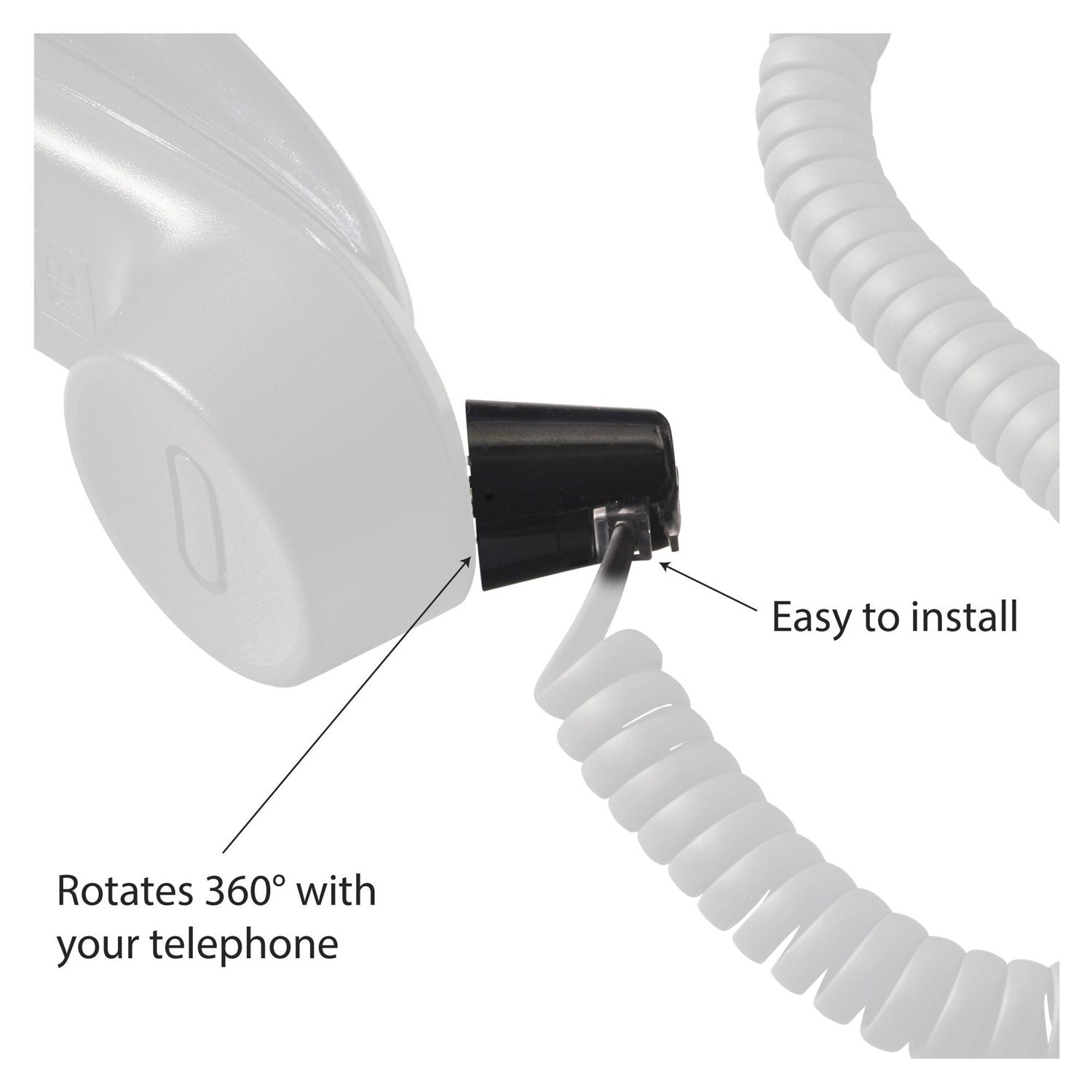 Twisstop Rotating Phone Cord Detangler, Black - 