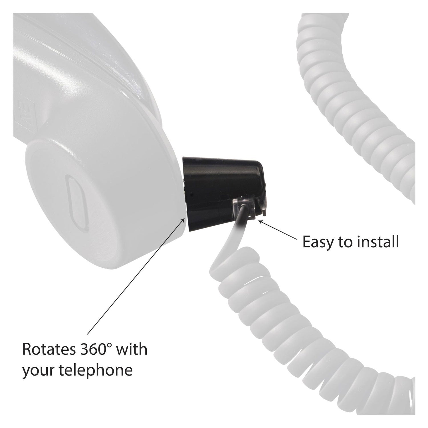 Twisstop Rotating Phone Cord Detangler, Black