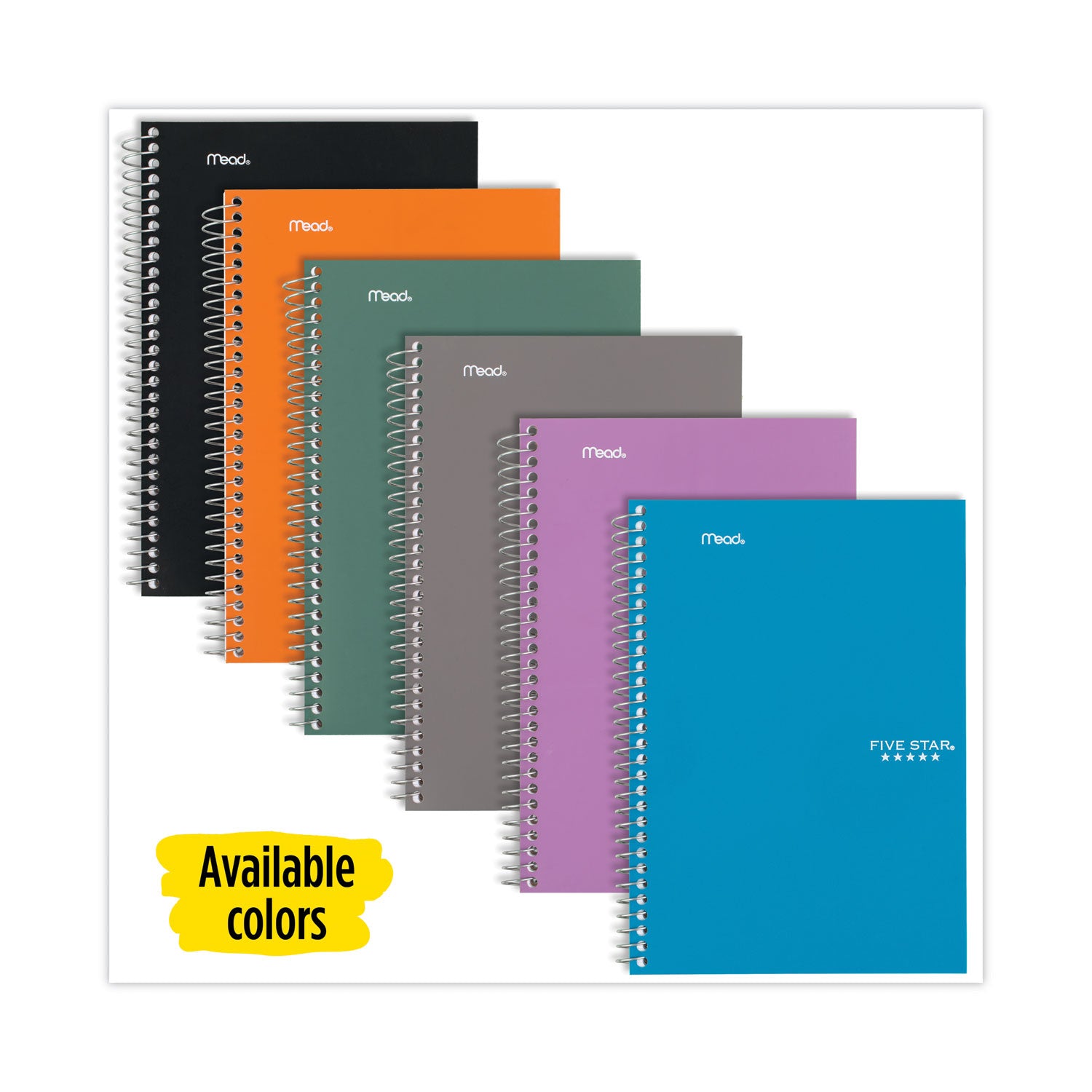Wirebound Notebook with Two Pockets, 2-Subject, Medium/College Rule, Randomly Assorted Cover Color, (100) 9.5 x 6 Sheets - 