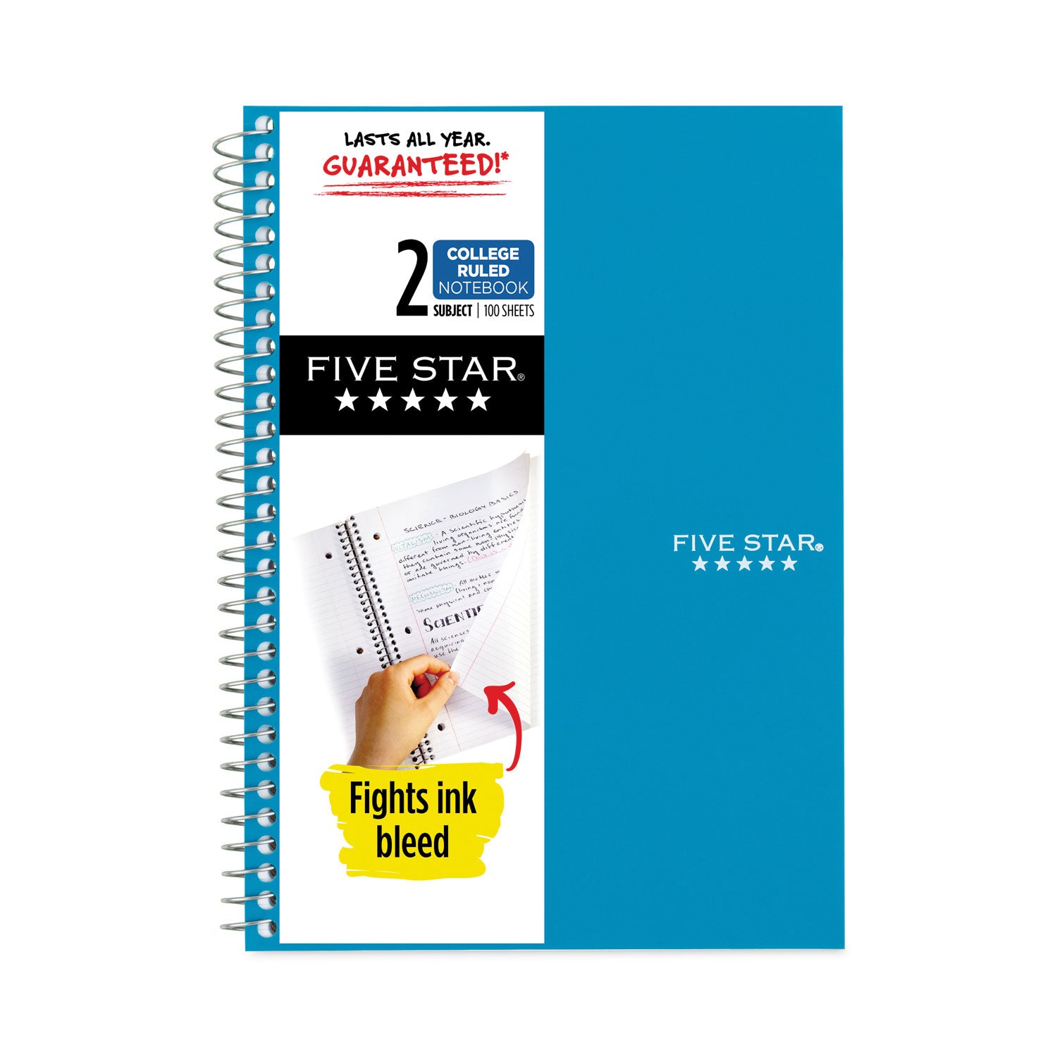 Wirebound Notebook with Two Pockets, 2-Subject, Medium/College Rule, Randomly Assorted Cover Color, (100) 9.5 x 6 Sheets - 