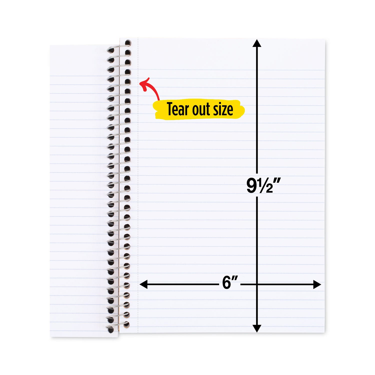 Wirebound Notebook with Two Pockets, 2-Subject, Medium/College Rule, Randomly Assorted Cover Color, (100) 9.5 x 6 Sheets - 