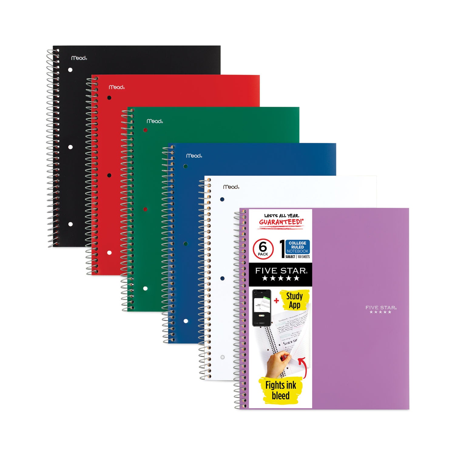 wirebound-notebook-1-subject-medium-college-rule-assorted-cover-colors-100-11-x-85-sheets-6-pack_mea38052 - 1