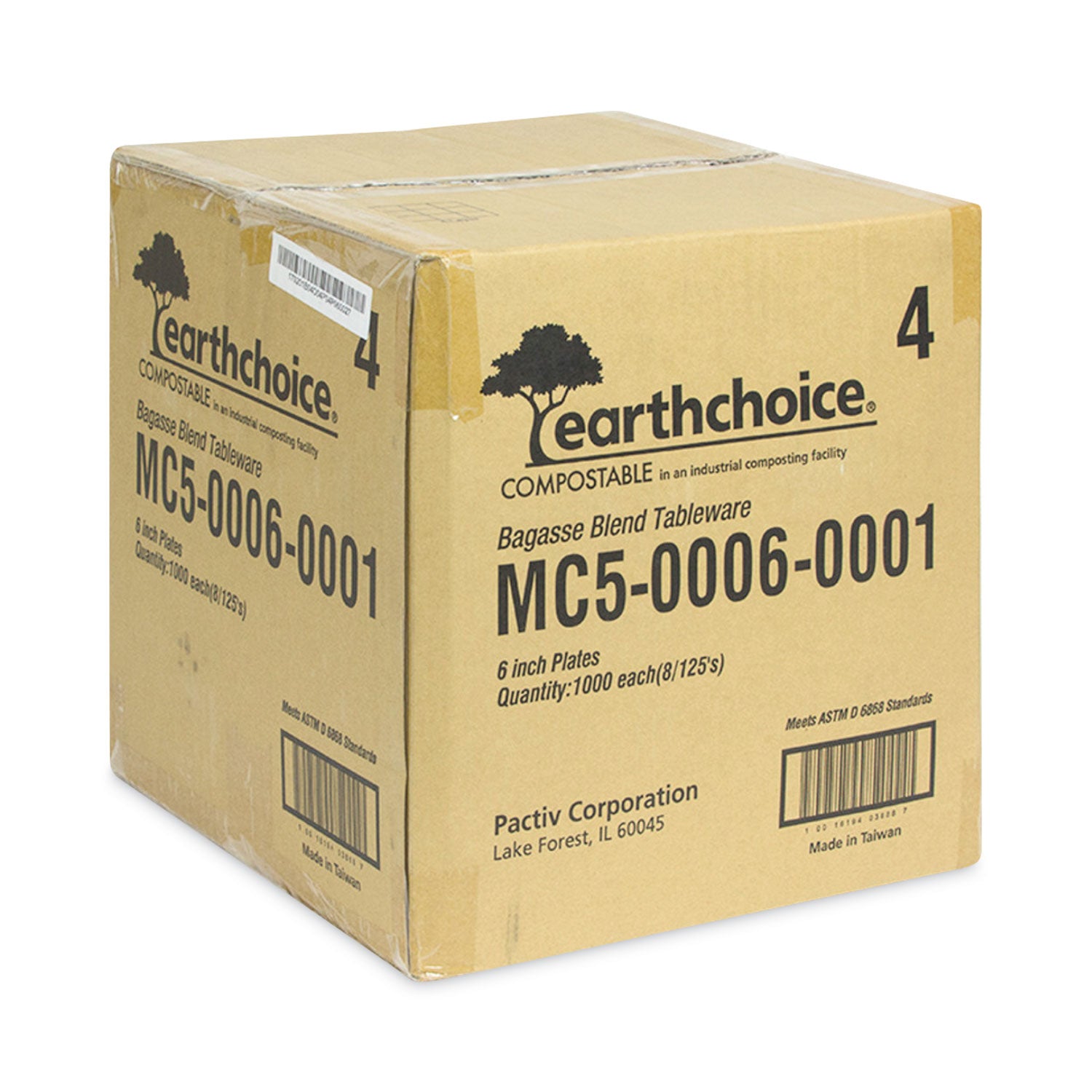 EarthChoice Compostable Fiber-Blend Bagasse Dinnerware, Plate, 6" dia, Natural, 1,000/Carton