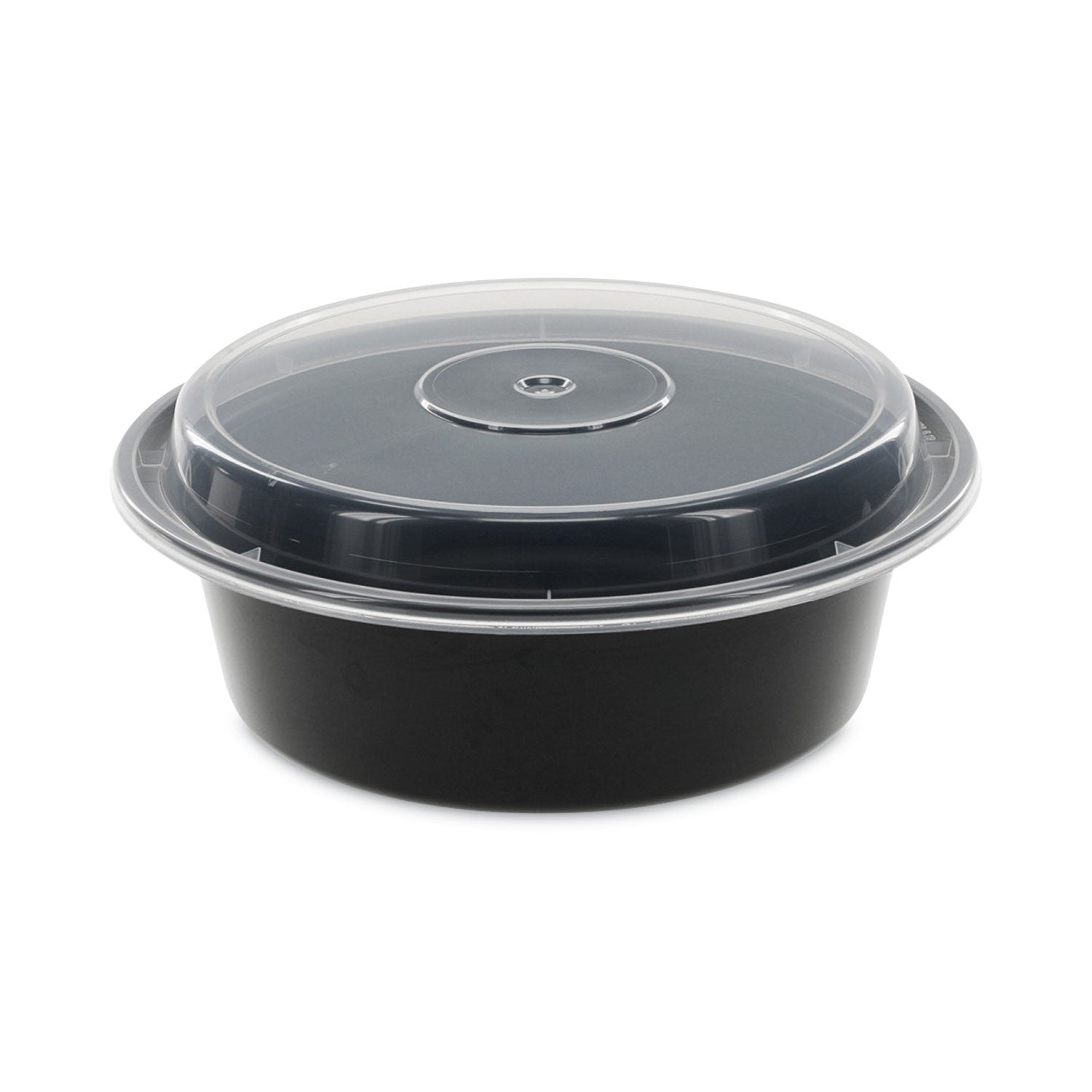 Newspring VERSAtainer Microwavable Containers, 32 oz, 7 Diameter x 2 h, Black/Clear, Plastic, 150/Carton - 
