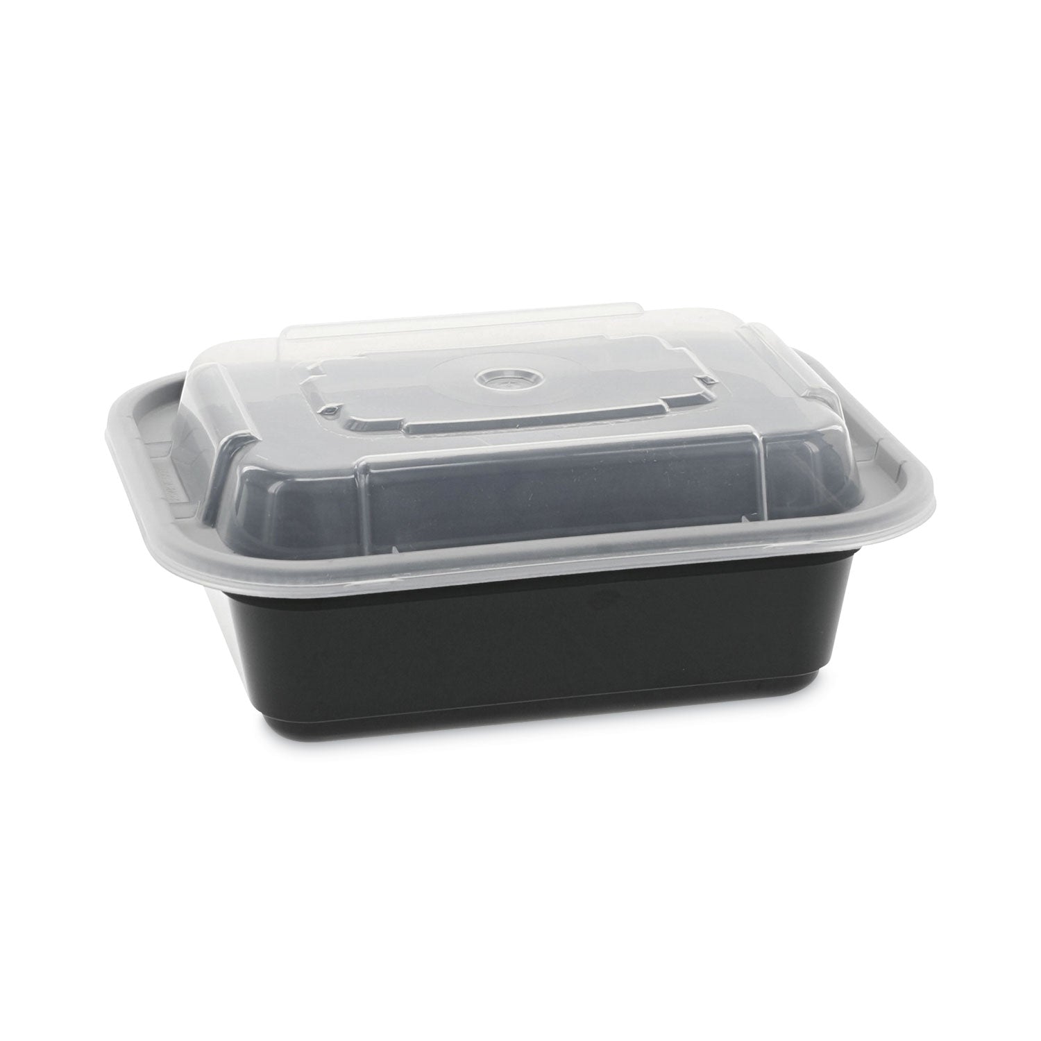 Newspring VERSAtainer Microwavable Containers, 12 oz, 4.5 x 5.5 x 1.75, Black/Clear, Plastic, 150/Carton - 