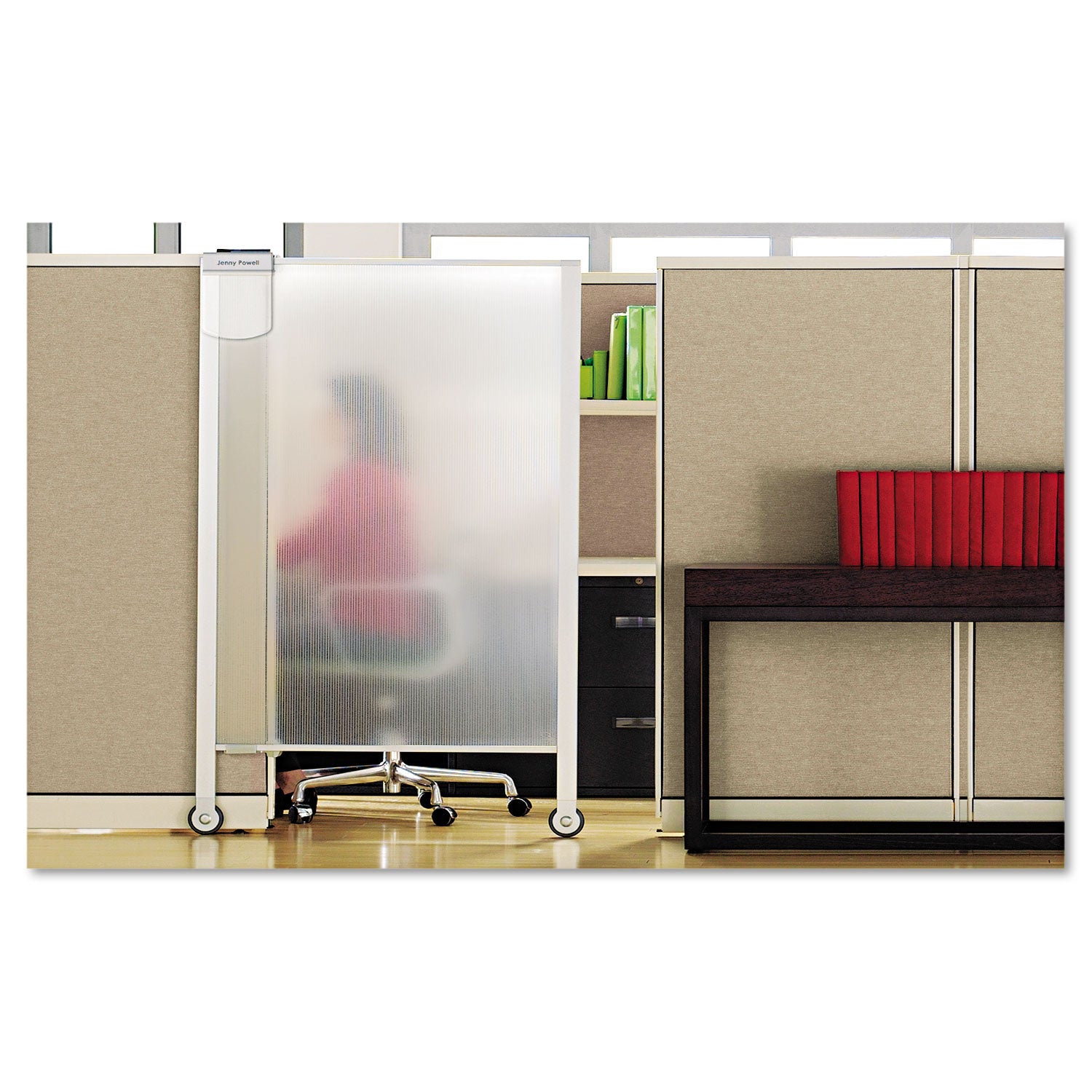 Premium Workstation Privacy Screen, 38w x 64d, Translucent Clear/Silver - 