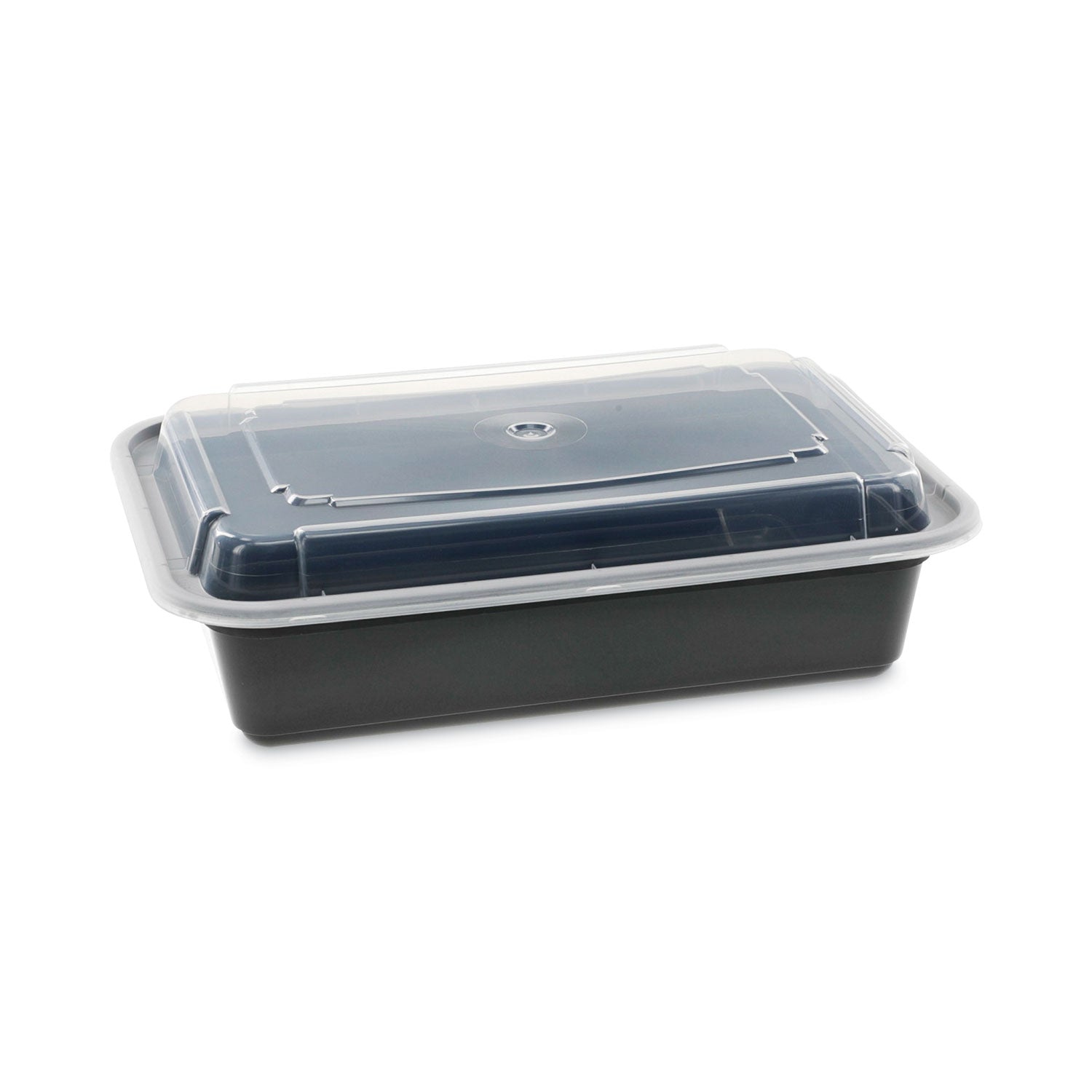Newspring VERSAtainer Microwavable Containers, 38 oz, 6 x 8.5 x 2, Black/Clear, Plastic, 150/Carton - 