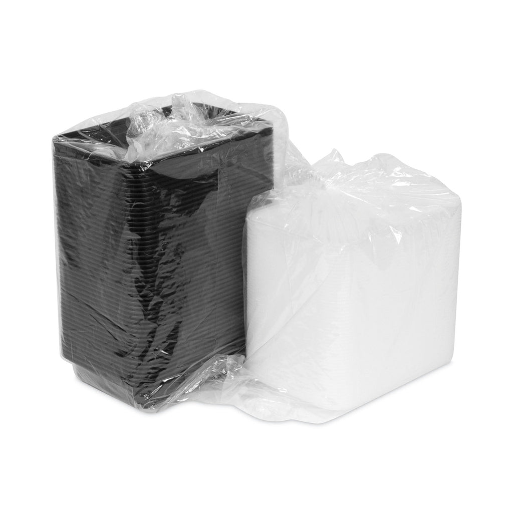 Newspring VERSAtainer Microwavable Containers, 16 oz, 5 x 7.25 x 1.5, Black/Clear, Plastic, 150/Carton