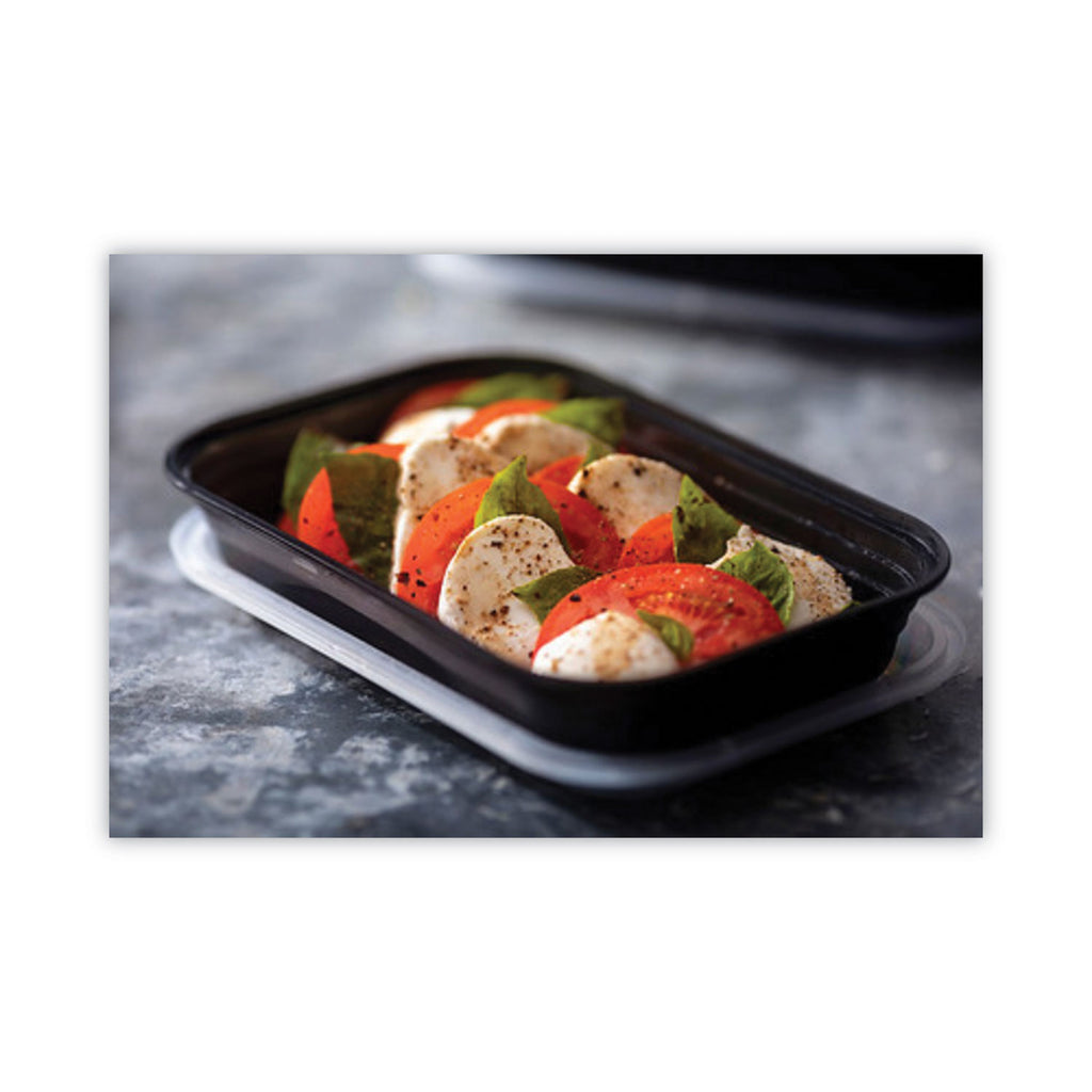 EarthChoice Versa2Go Microwaveable Container, 27 oz, 8.4 x 5.6 x 1.4, Black/Clear, Plastic, 150/Carton