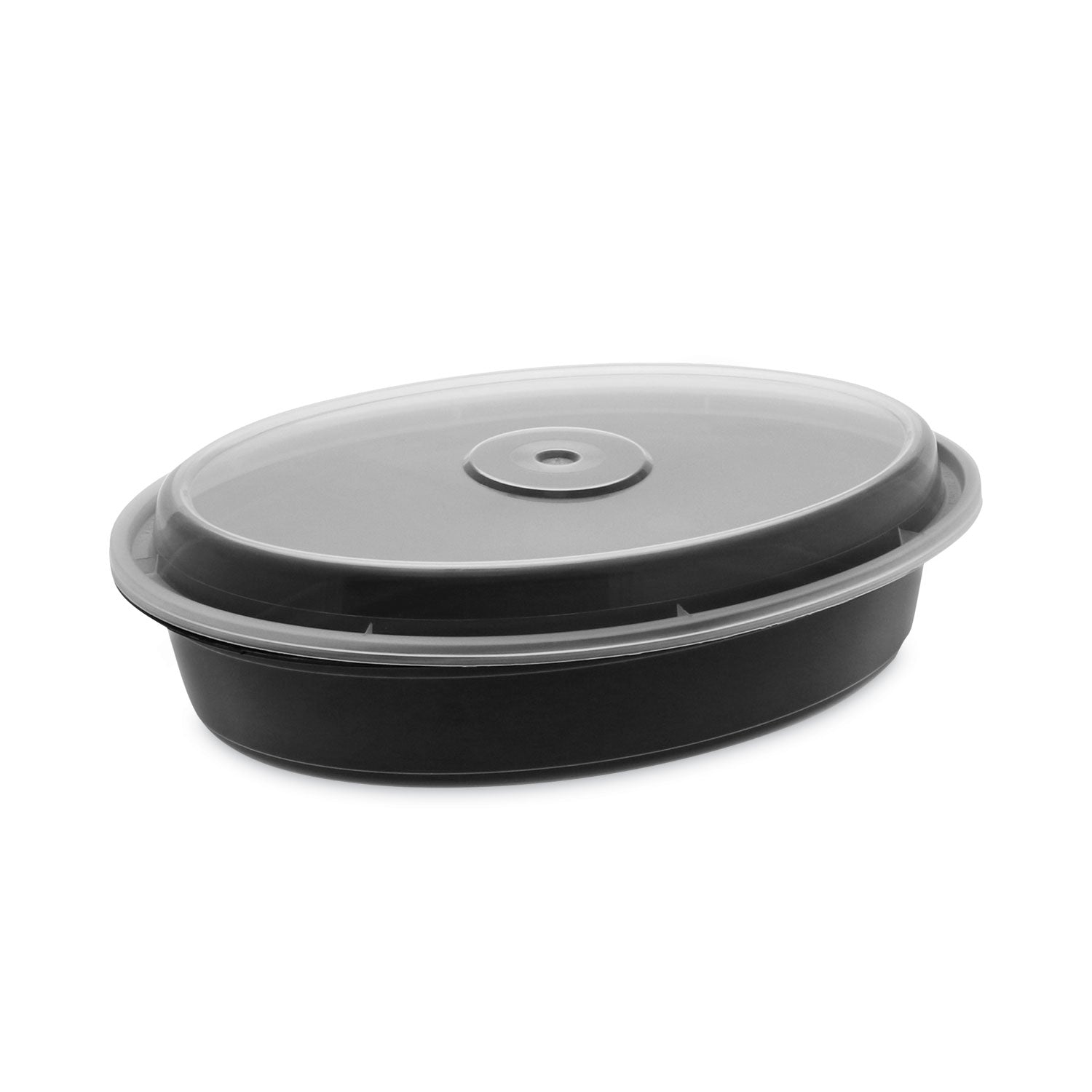 newspring-versatainer-microwavable-containers-oval-32-oz-91-x-67-x-19-black-clear-plastic-150-carton_pctoc32b - 1