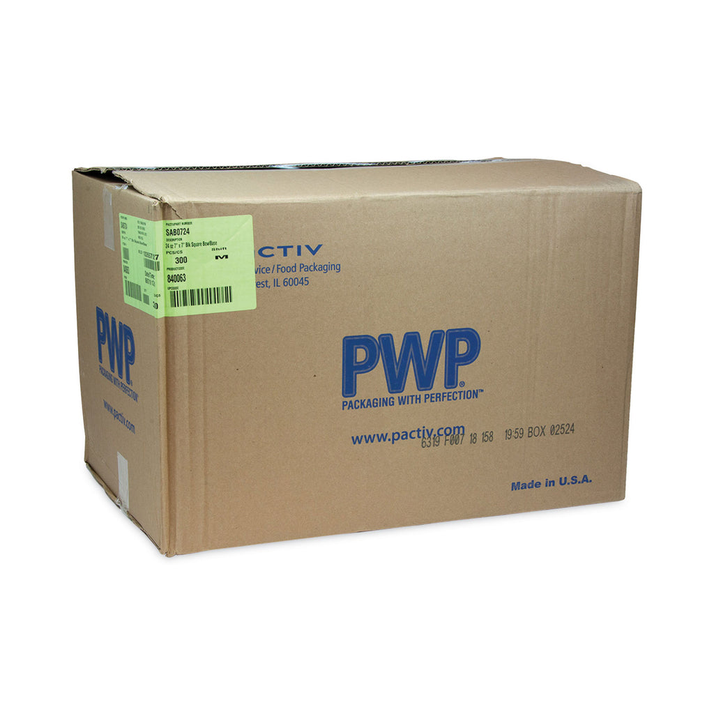 EarthChoice Square Recycled Bowl, 24 oz, 7 x 7 x 1.52, Black, Plastic, 300/Carton