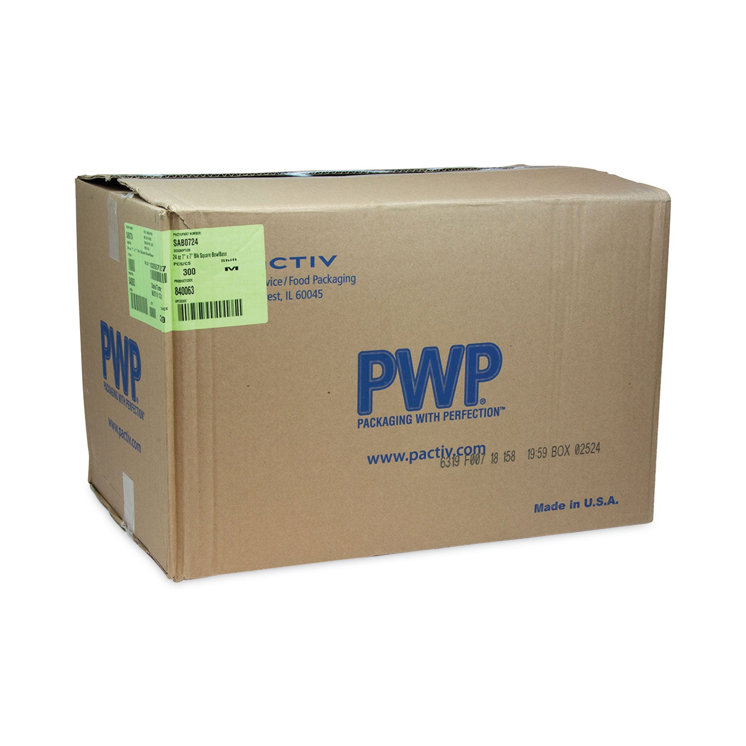 EarthChoice Square Recycled Bowl, 24 oz, 7 x 7 x 1.52, Black, Plastic, 300/Carton