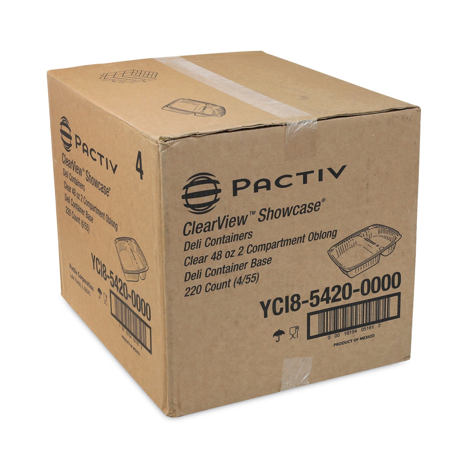 showcase-deli-container-base-only-2-compartment-10-oz;-23-oz-9-x-74-x-15-clear-plastic-220-carton_pctyci854200000 - 2