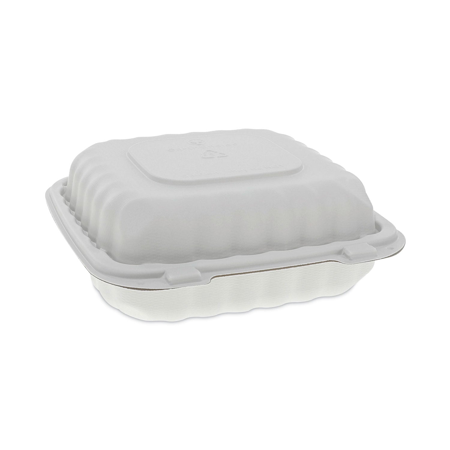 EarthChoice SmartLock Microwavable MFPP Hinged Lid Container, 3-Compartment, 8.31 x 8.35 x 3.1, White, Plastic, 200/Carton