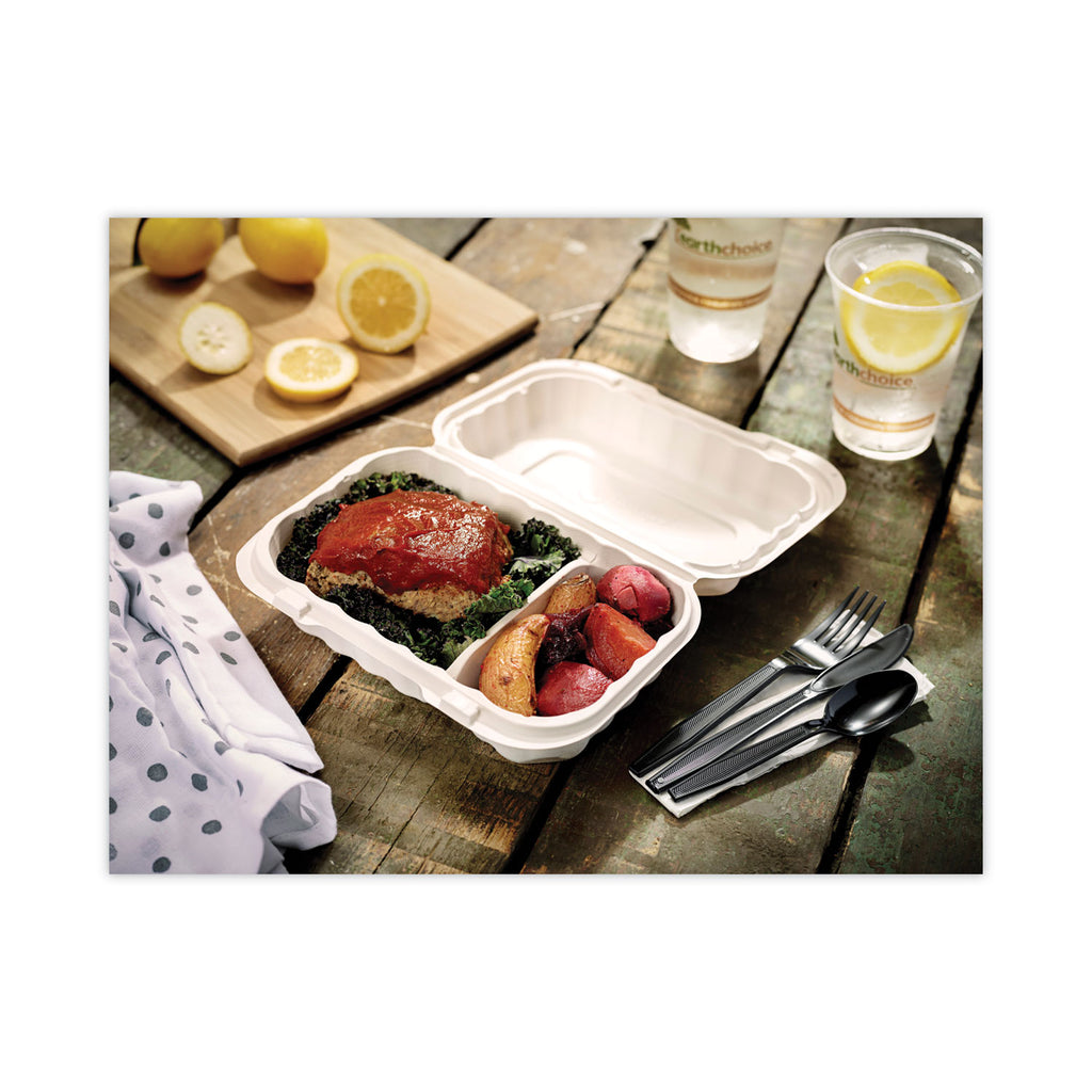 EarthChoice SmartLock Microwavable MFPP Hinged Lid Container, 2-Compartment, 9 x 6 x 3, White, Plastic, 270/Carton