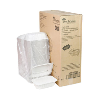 EarthChoice Vented Microwavable MFPP Hinged Lid Container, 9 x 6 x 3.1, White, Plastic, 170/Carton