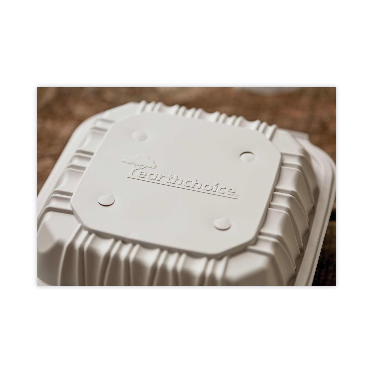 EarthChoice Vented Microwavable MFPP Hinged Lid Container, 3-Compartment, 8.5 x 8.5 x 3.1, White, Plastic, 146/Carton