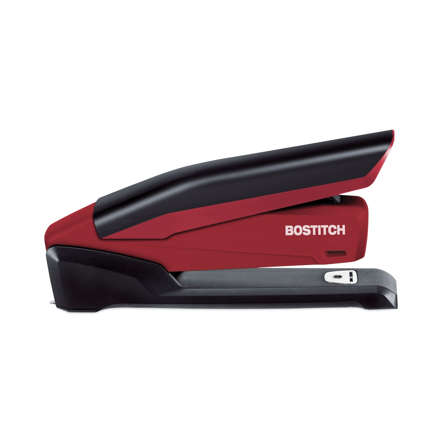 InPower One-Finger 3-in-1 Desktop Stapler with Antimicrobial Protection, 20-Sheet Capacity, Red/Black - 