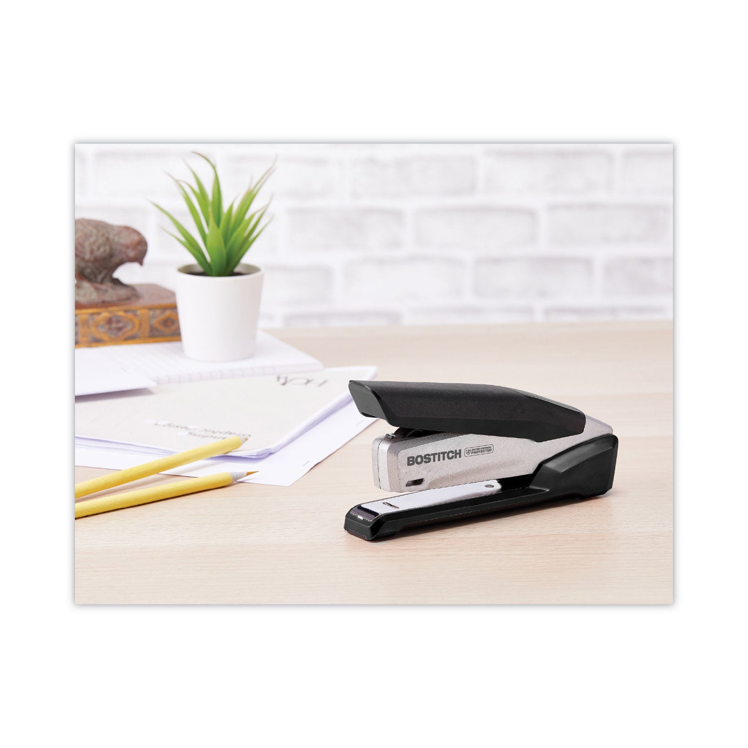 inPOWER+28 Executive One-Finger 3-in-1 Eco-Friendly Desktop Stapler, 28-Sheet Capacity, Black/Silver - 