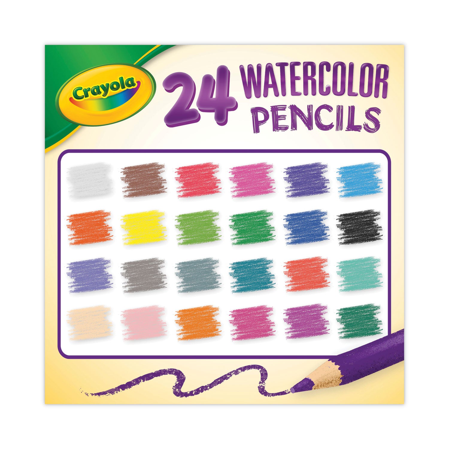 Watercolor Pencil Set, 3.3 mm, 2B, Assorted Lead and Barrel Colors, 24/Pack